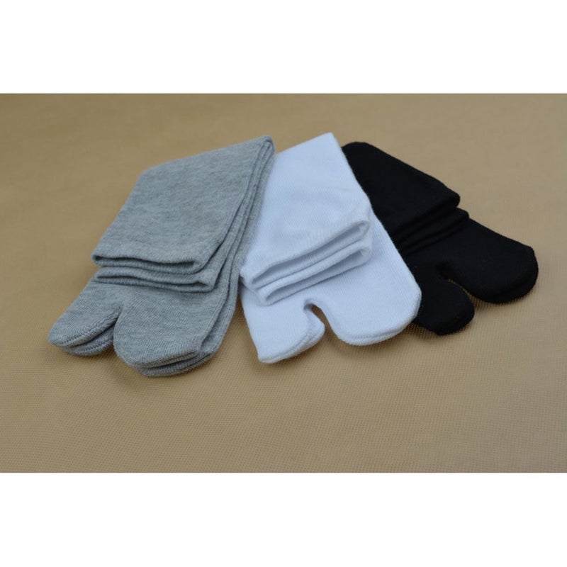 ROSENICE 3 Pairs of Elastic Cotton Tabi Toe Socks (White/Grey/Black) - Image 4